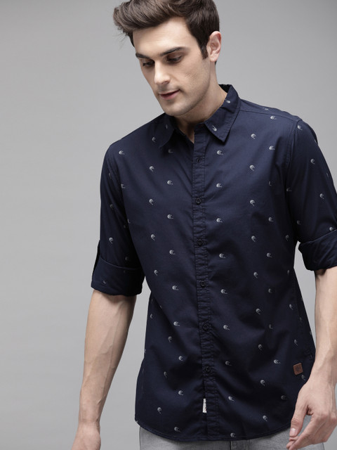 

Roadster Men Navy Blue Regular Fit Printed Casual Shirt
