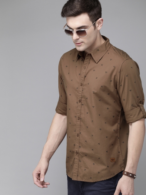 

Roadster Men Brown Printed Casual Shirt