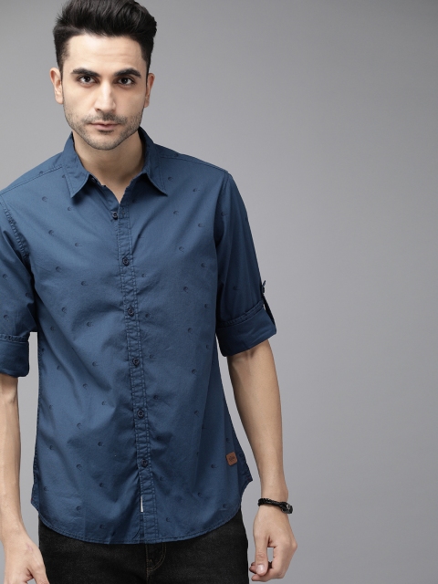 

Roadster Men Navy Blue Regular Fit Printed Casual Shirt