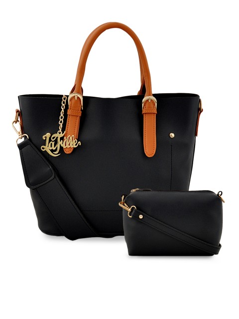 

LaFille Black Solid Handheld Bag