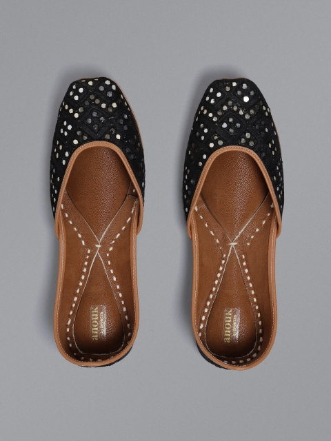 

Anouk Women Black Mirror Work Mojaris