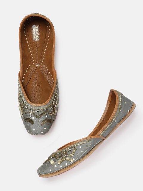 

Anouk Women Grey Embellished Ballerinas