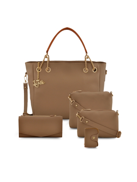 

LaFille Beige Solid Handheld Bag