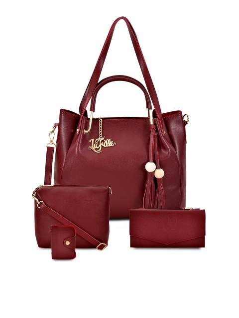 

LaFille Maroon Solid Handheld Bag