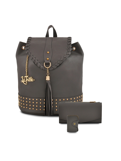 

LaFille Women Grey Solid Backpack