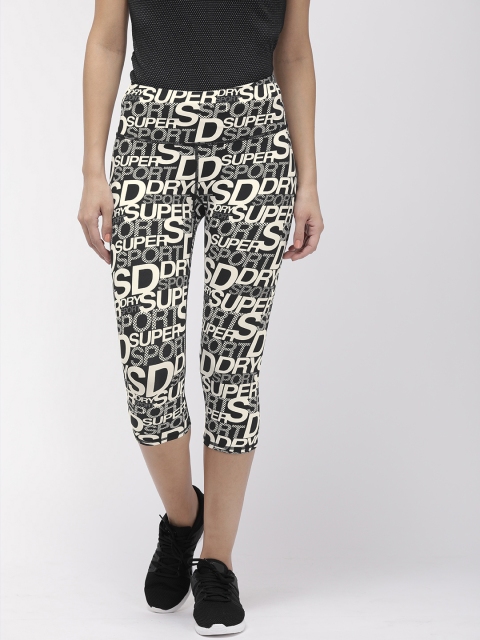 

Superdry Women Black & White Printed Cropped Tights