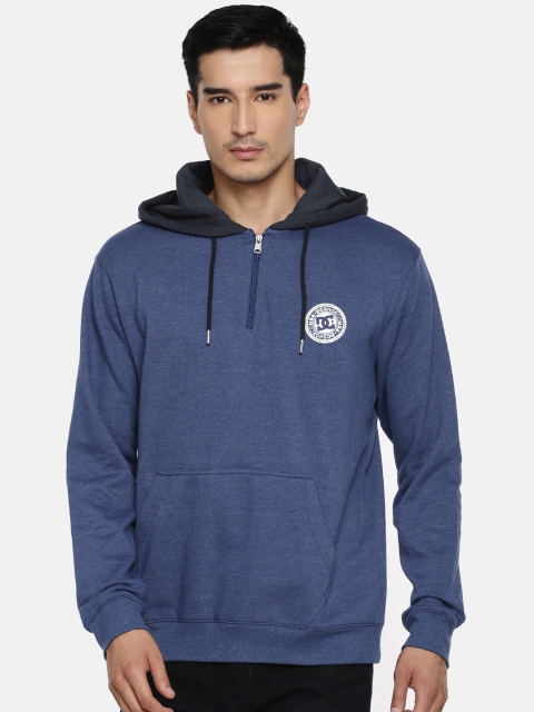 

DC Men Blue Solid Hooded Sweatshirt