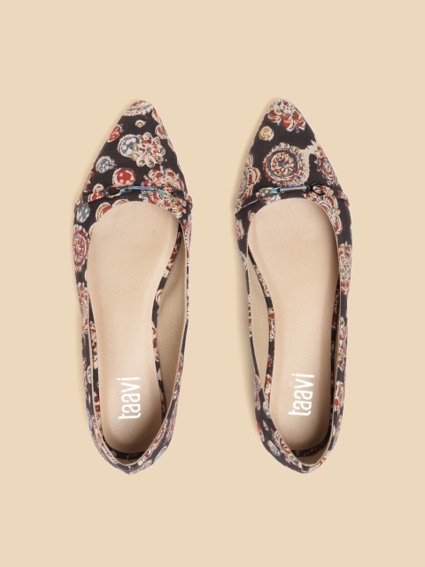 

Taavi Women Black & Red Kalamkari Print Sustainable Ballerinas