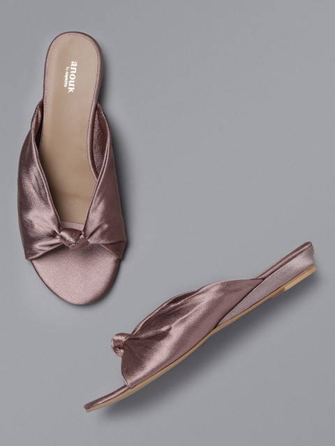 

Anouk Women Rose Gold-Toned Solid Open Toe Flats