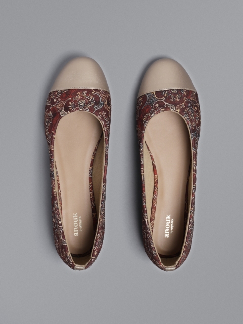 

Anouk Women Maroon & Beige Printed Ballerinas