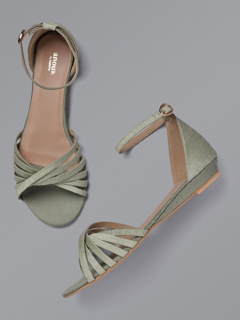 

Anouk Women Mint Green Solid Open Toe Flats