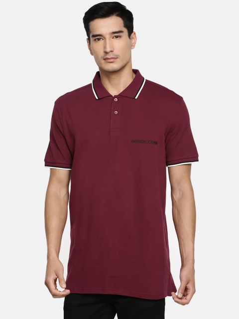 

DC Men Maroon Solid Polo Collar T-shirt