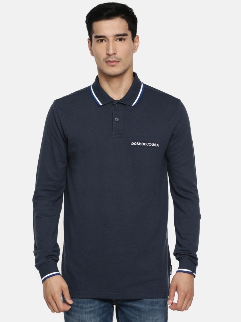 

DC Men Navy Blue Solid Polo Collar T-shirt