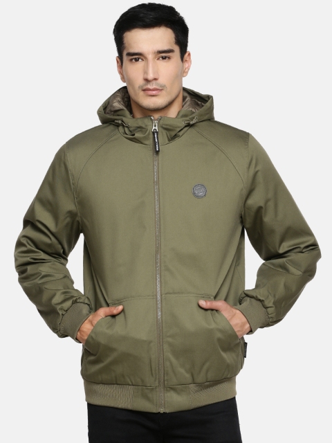 

DC Men Olive Green Solid Bomber Jacket