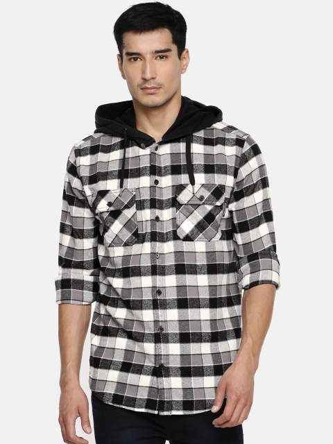 

DC Men Black & White Regular Fit Checked Casual Shirt