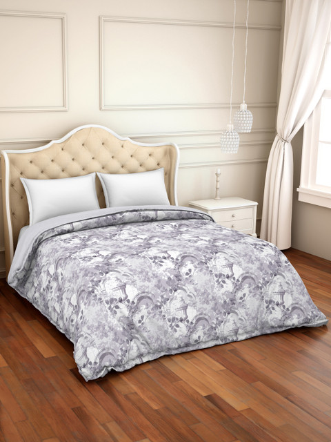 

SPACES Grey Floral Printed AC Room 150 GSM Sustainable Double Bed Comforter