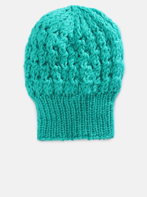 

Magic Needles Girls Sea Green Self Design Beanie