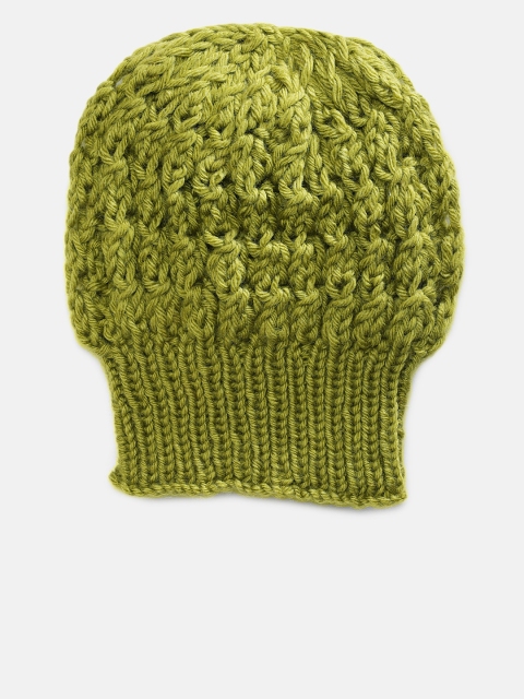 

Magic Needles Girls Olive Green Self Design Beanie