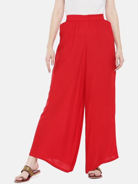 

Divina Women Red Solid Straight Palazzos