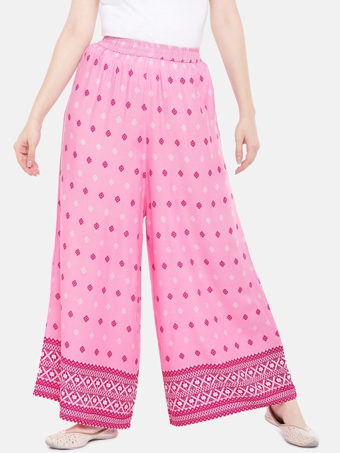 

Divina Women Pink Printed Flared Palazzos