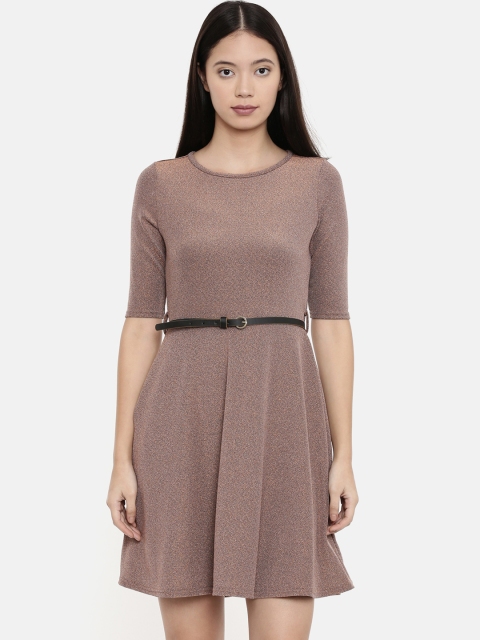 

Chumbak Women Pink Solid Fit and Flare Dress
