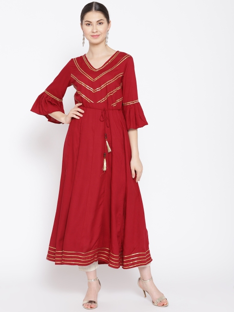 

Indi INSIDE Women Maroon Yoke Design Anarkali Kurta