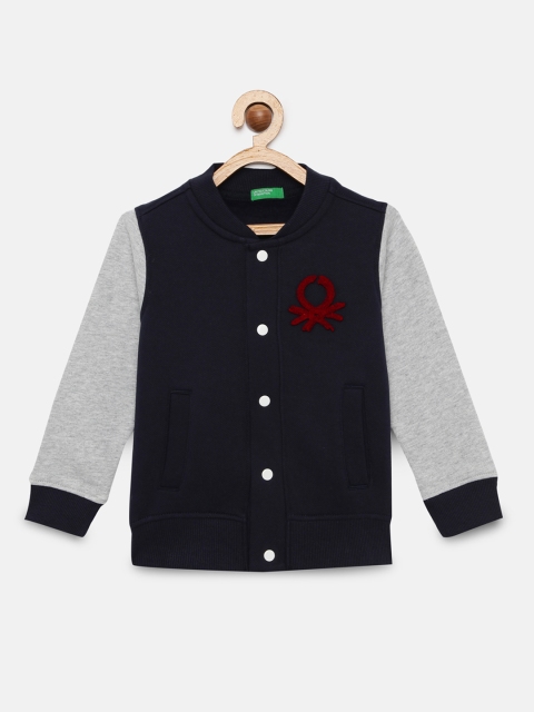 

United Colors of Benetton Boys Navy Blue Solid Sweatshirt