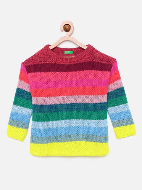 

United Colors of Benetton Girls Multicoloured Striped Sweater, Multi