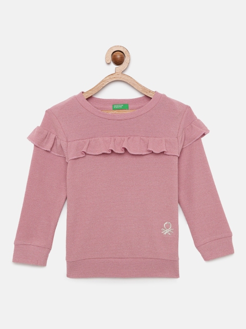 

United Colors of Benetton Girls Pink Self Design Sweatshirt