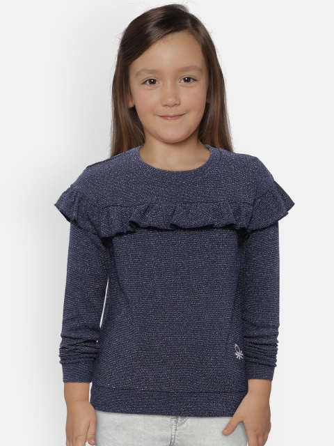 

United Colors of Benetton Girls Navy Blue Solid Sweatshirt