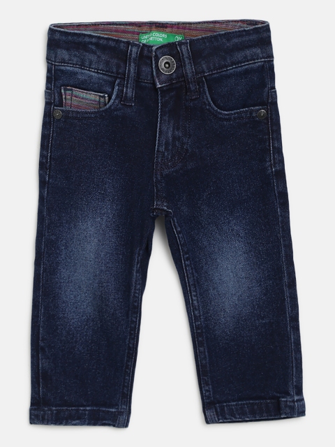 

United Colors of Benetton Boys Navy Blue Slim Fit Mid-Rise Clean Look Stretchable Jeans