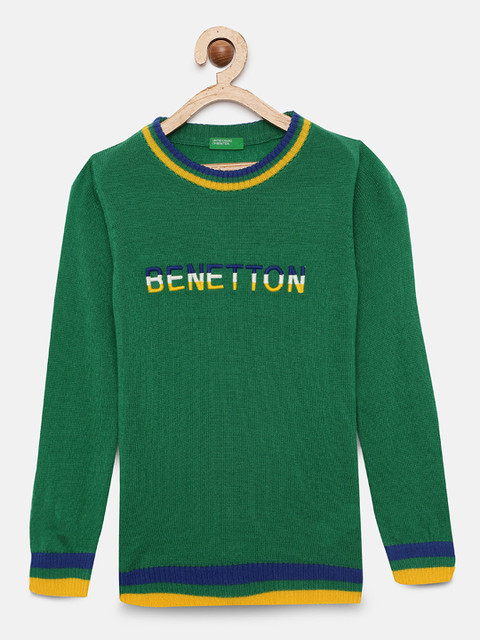 

United Colors of Benetton Boys Green Printed Sweater