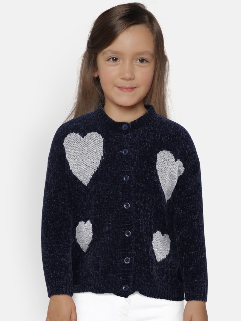 

United Colors of Benetton Girls Navy Blue Self-Design Sweater
