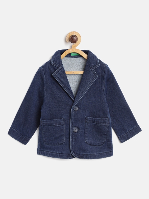 

United Colors of Benetton Boys Navy Blue Chambray Tailored Jacket