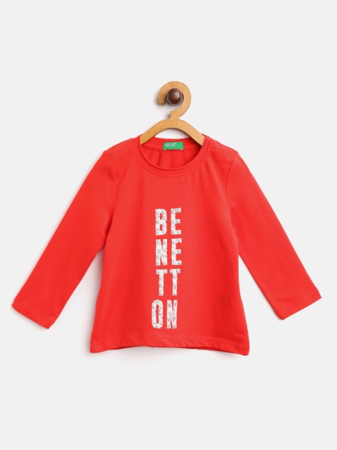 

United Colors of Benetton Girls Red Printed Round Neck T-shirt