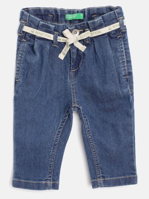 

United Colors of Benetton Girls Blue Solid Regular Fit Mid-Rise Stretchable Jeans