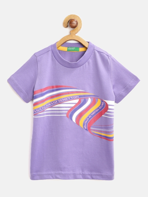 

United Colors of Benetton Boys Lavender Printed Round Neck T-shirt