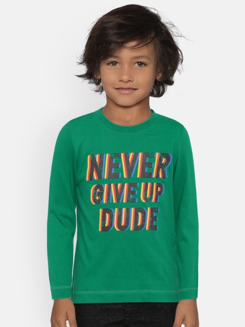 

United Colors of Benetton Boys Green Printed Round Neck T-shirt