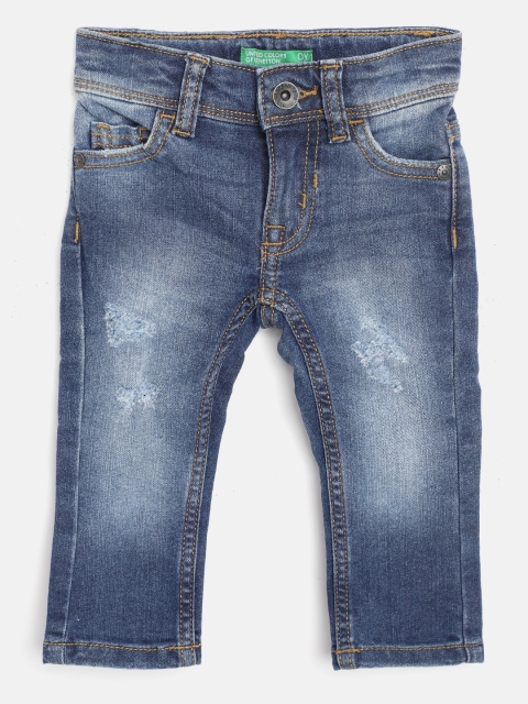 

United Colors of Benetton Boys Blue Washed Slim Fit Mid-Rise Stretchable Jeans