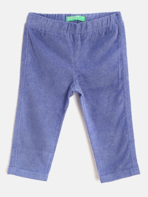 

United Colors of Benetton Girls Pink Glitter Detail Knitted Corduroy Treggings, Blue