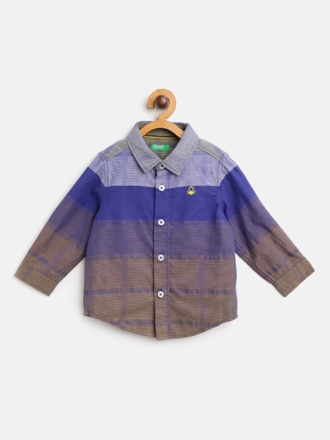 

United Colors of Benetton Boys Purple & Beige Regular Fit Self-Design Casual Shirt