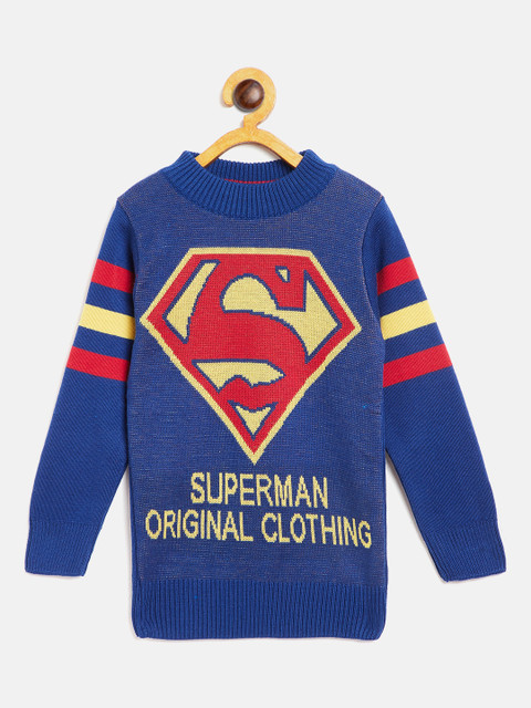 

GAME BEGINS Boys Blue & Red Superman Pattern Sweater