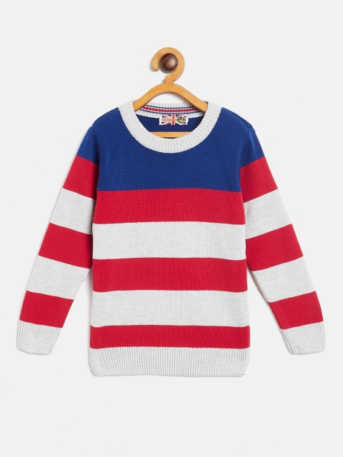 

GAME BEGINS Boys Red & Grey Melange Striped Sweater