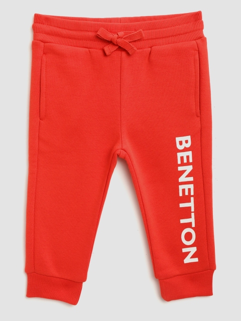 

United Colors of Benetton Boys Red & White Brand Logo Print Detail Joggers