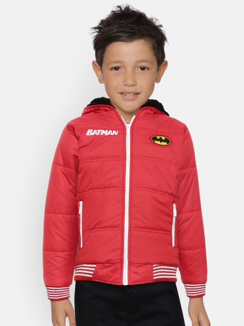 

GAME BEGINS Boys Red Solid Hooded Bomber Jacket