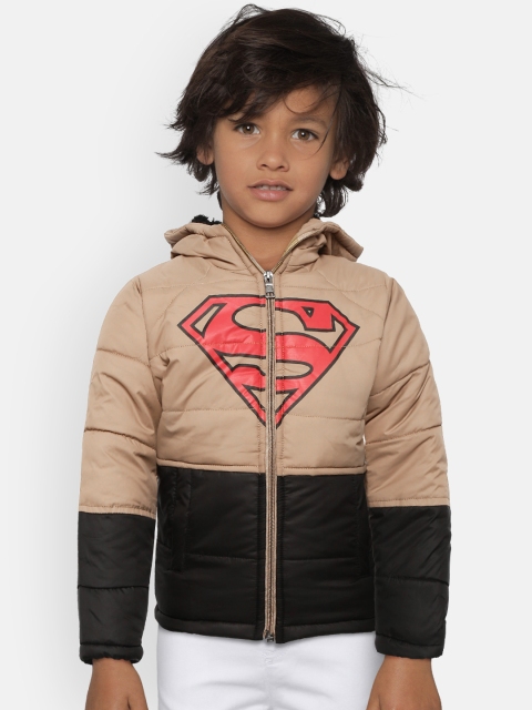 

GAME BEGINS Boys Khaki & Black Printed Hooded Padded Jacket