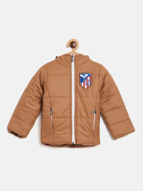 

GAME BEGINS Boys Brown Solid Hooded Padded Jacket