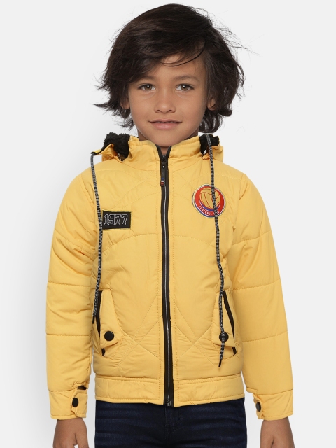 

GAME BEGINS Boys Yellow Solid Hooded Padded Jacket