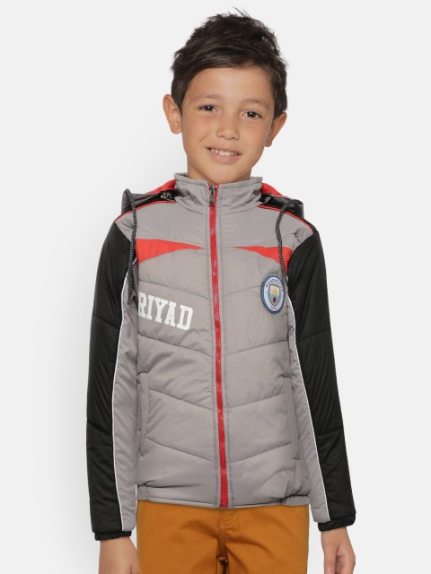 

GAME BEGINS Boys Grey & Black Colourblocked Bomber Jacket with Detachable Hood