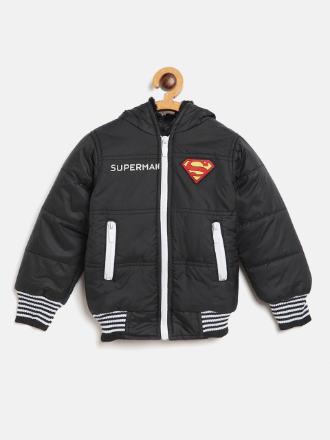 

GAME BEGINS Boys Black Solid Hooded Bomber Jacket